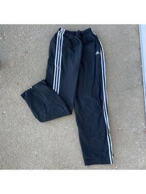 Vintage Y2K Adidas Track Pants Black Men's M Lined 3 Stripe Streetwear 2001